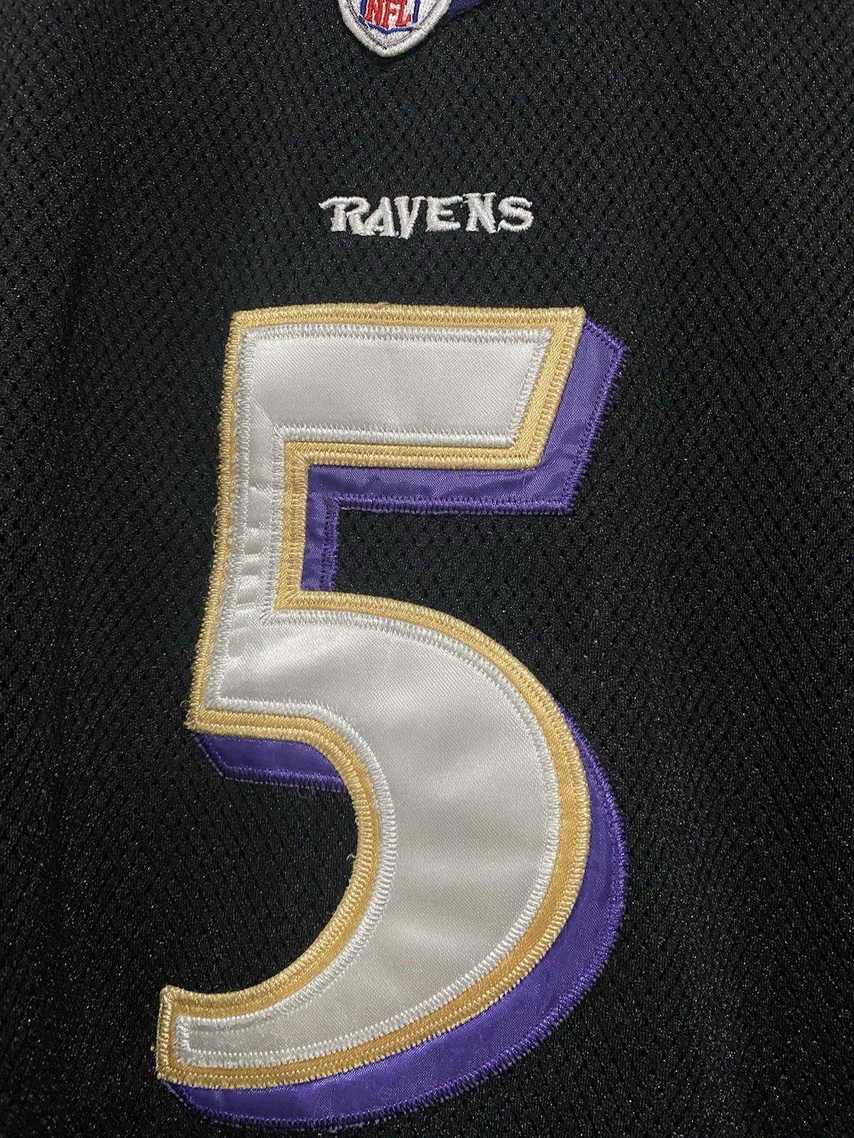 Reebok NFL Ravens Jersey Mens XL (18-20) Joe Flacco #5 Black Stitched Mesh