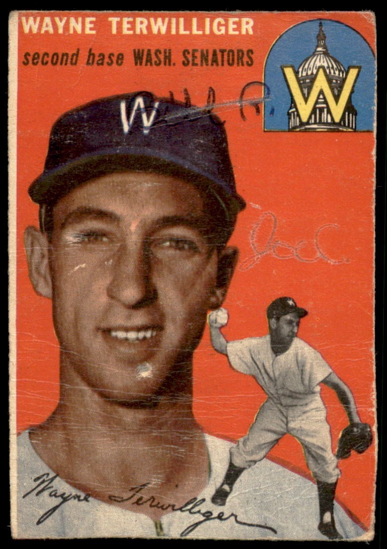 1954 Topps #73 WAYNE TERWILLIGER Washington Senators G/VG (Wrinting/Wrinkles)