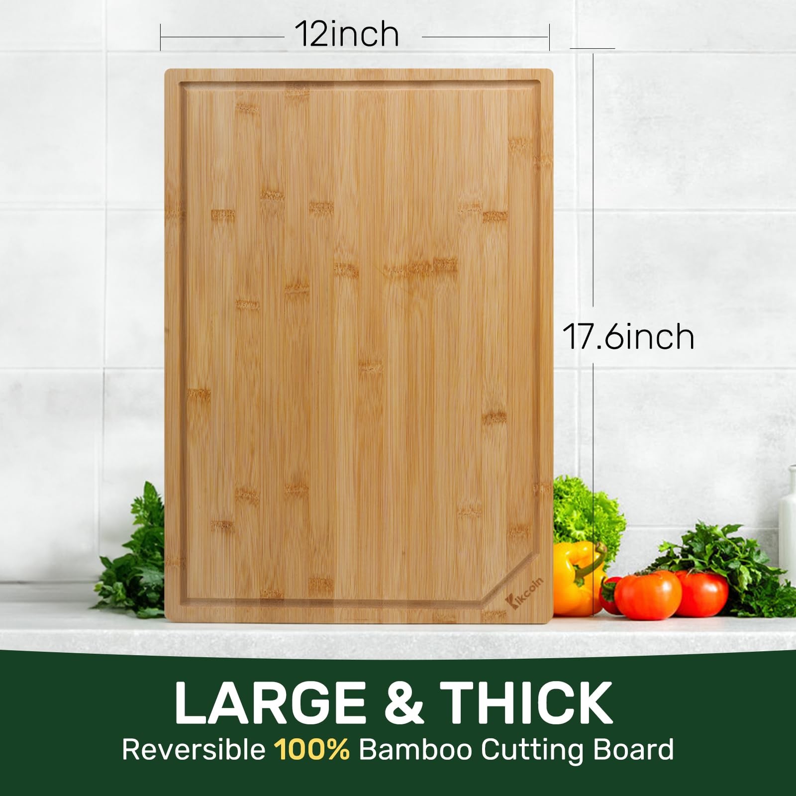 Bamboo Cutting Boards for Kitchen, Extra Large Wood 17.3″L x 12″W,