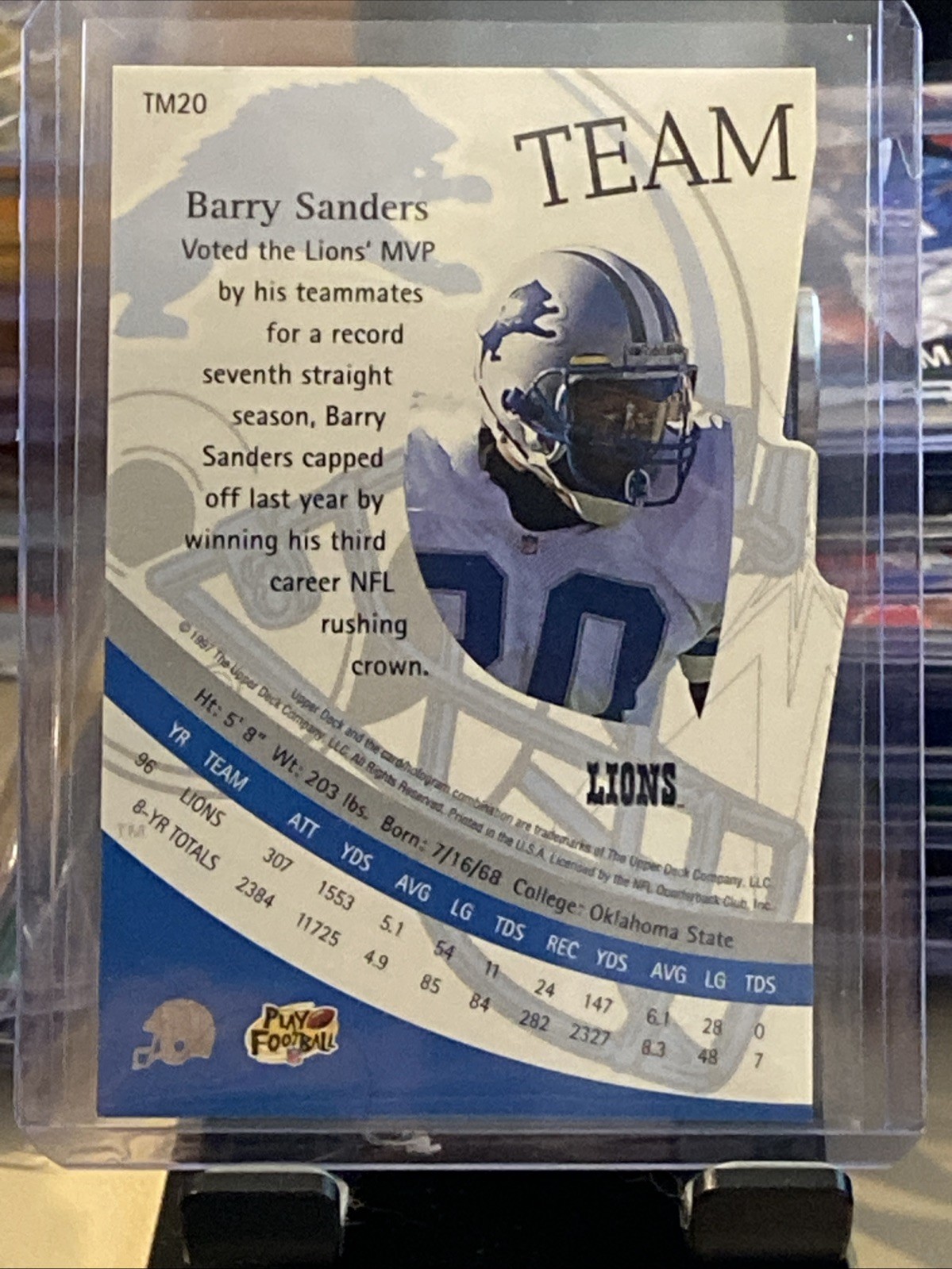 1997 Upper Deck – Teammates Barry Sanders #TM20 Detroit Lions