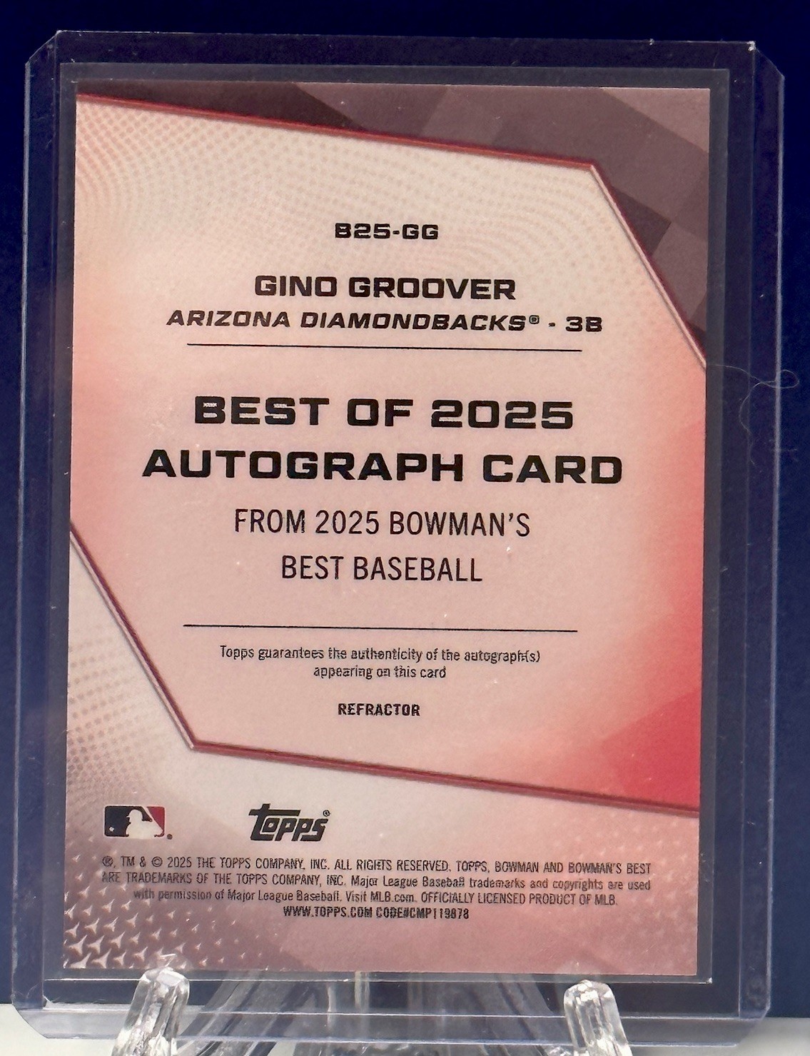 GINO GROOVER Lujames AUTO REFRACTOR See Pics! 2025 BOWMAN MINT-gem