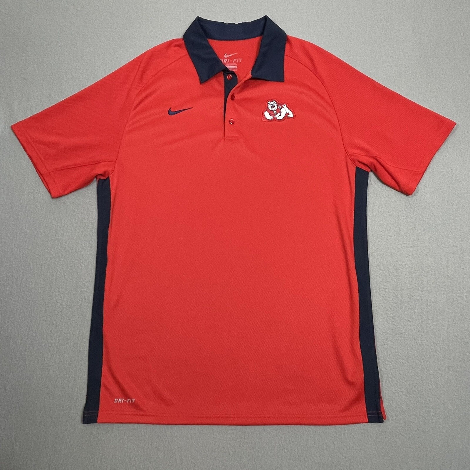 Fresno State Nike Shirt Mens Large Red Bulldogs Short Sleeve Polo Dri Fit