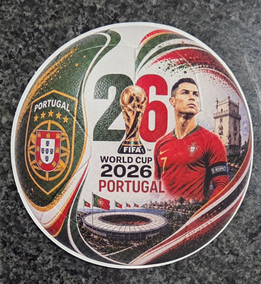 2026 FIFA World Cup Portugal Soccer Ball Decal / Sticker Water Resistant UV Lami