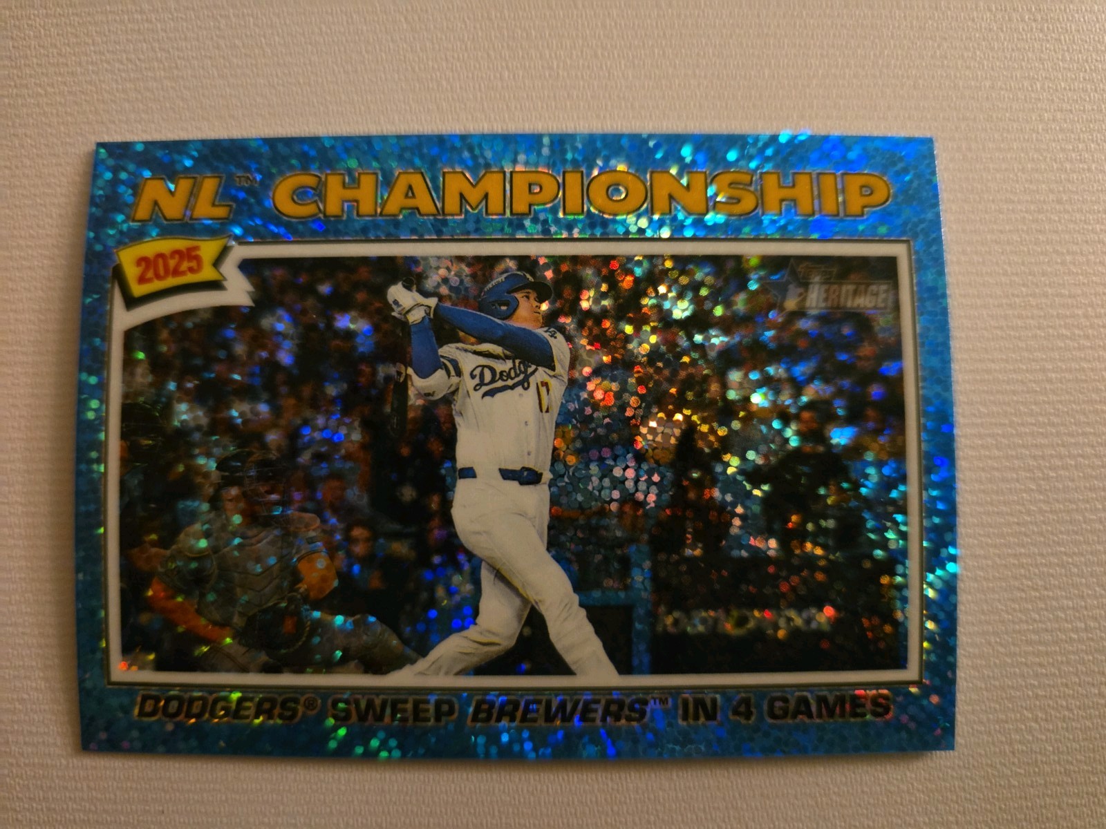2026 Topps Heritage NL Champ LA Dodgers #277 Chrome Lt Blue Sparkle Refractor