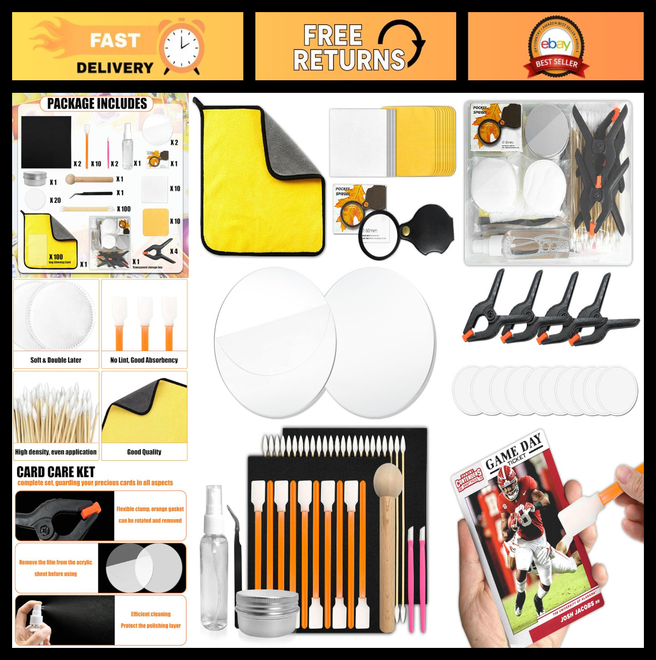 267 Pcs Trading Card Cleaning Kit with Fixing Jig & EVA Foam – Sports Card Care