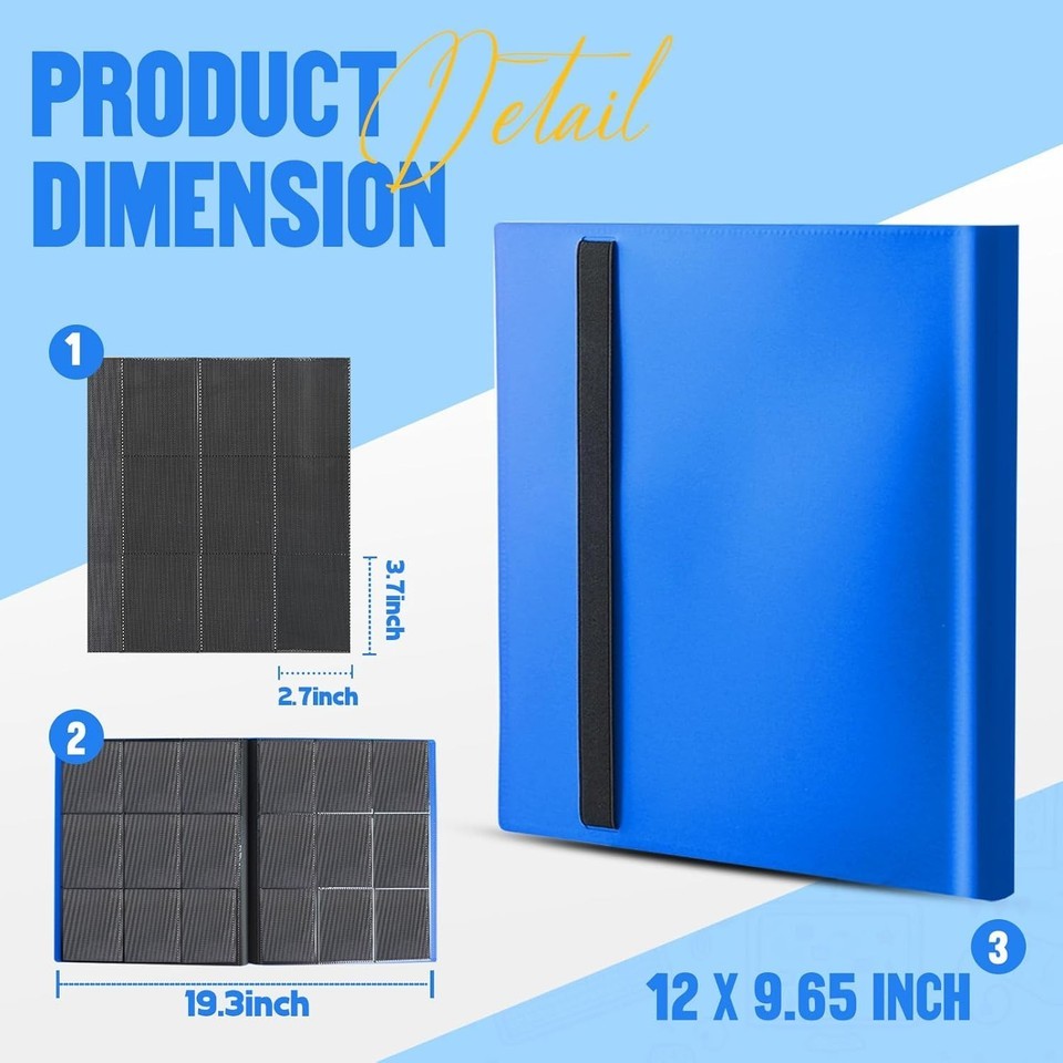 360 Card Pocket Binder with Elastic 9 Pocket Trading Cards Album Folder NEW!