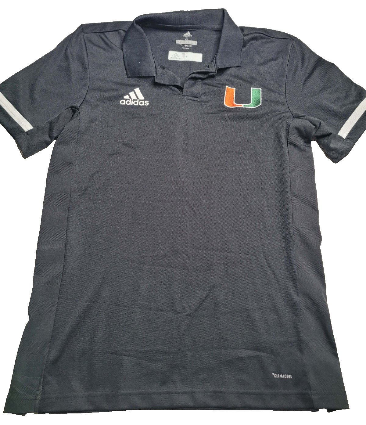 Adidas Clima Cool Univserity of Miami Hurricanes Black Polo Shirt Men’s Small