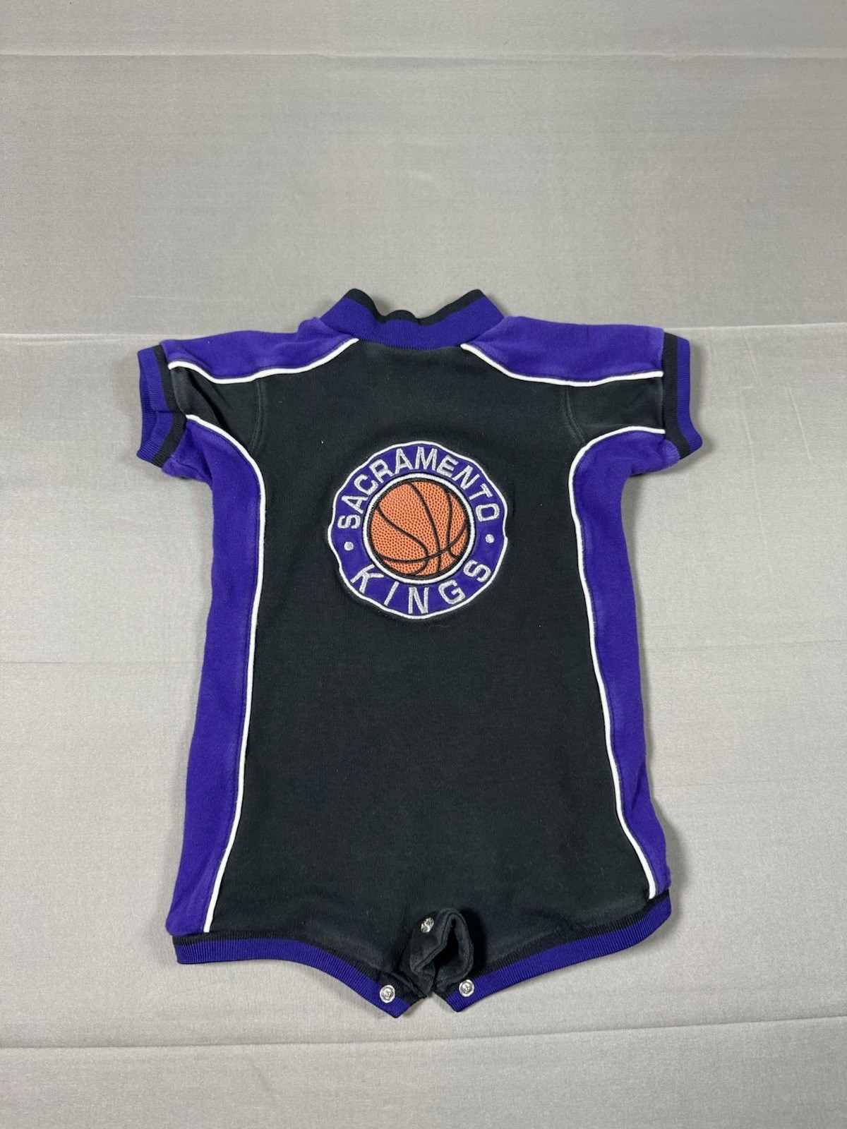 Vintage Sacramento Kings Purple Black One Piece Snap Outfit Baby Size 12 Months