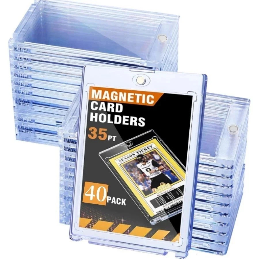 40 Pack Magnetic Trading Sports Card Holders 35pt One-Touch Hard UV Protection