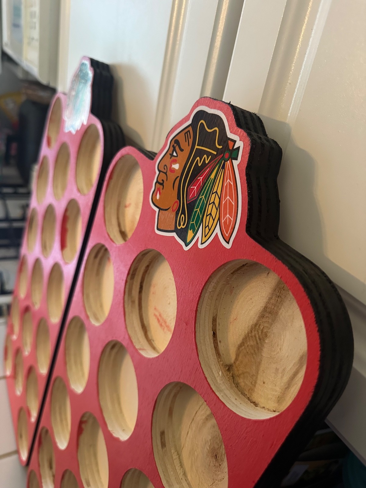Custom Wall Hanging Display for 16 Hockey Puck(s)