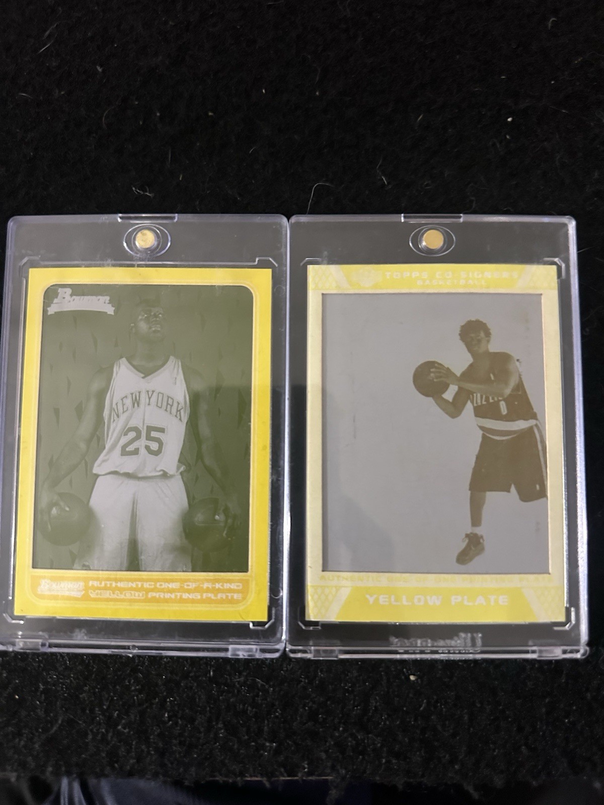 Topps 2007 Co-Signers 1/1 Printing Plate Yellow Plate #97/#128 2-Card Lot