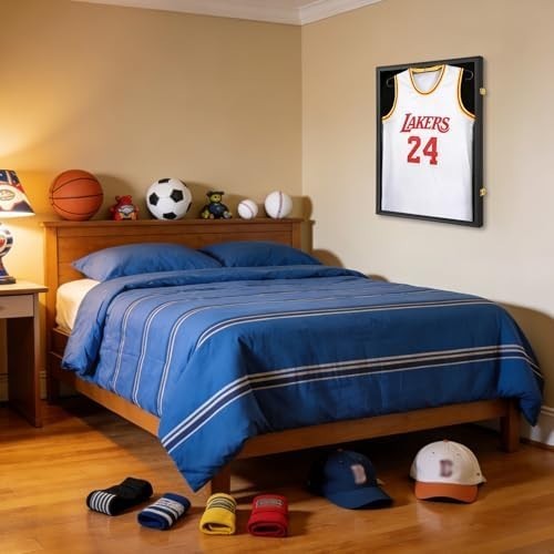 Jersey Frame Display Case for Wall, Large Lockable T-Shirt Shadow Box with Clear