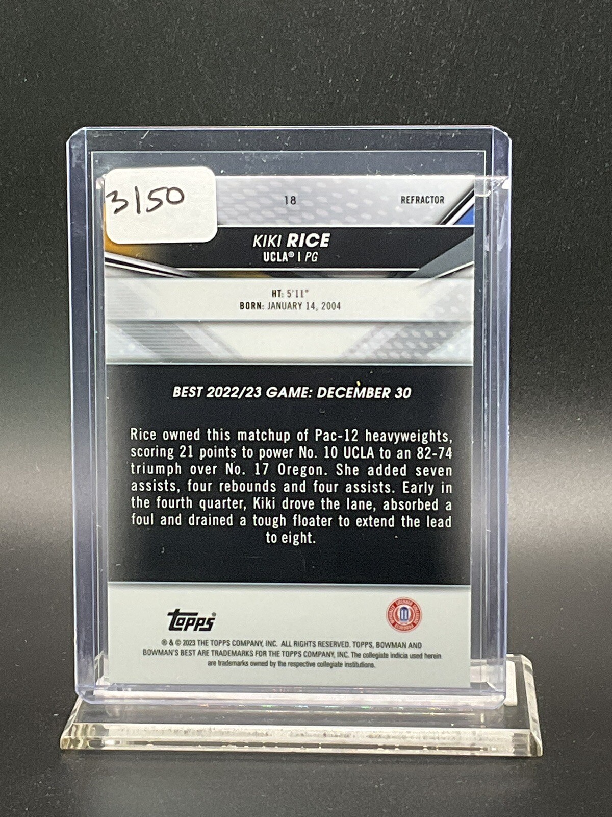 2022-23 Bowman Best University Refractor – Kiki Rice – UCLA