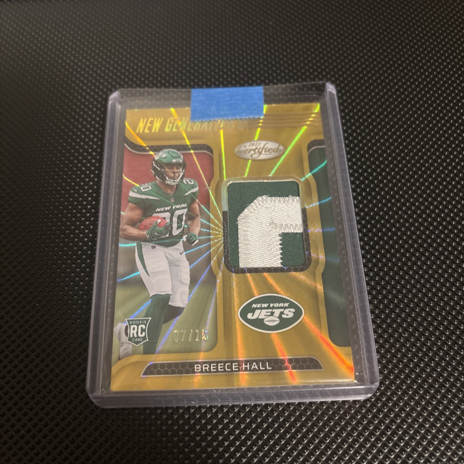 2022 Certified Breece Hall Gold Laser Prizm Rookie Patch RC SSP /15 Jets
