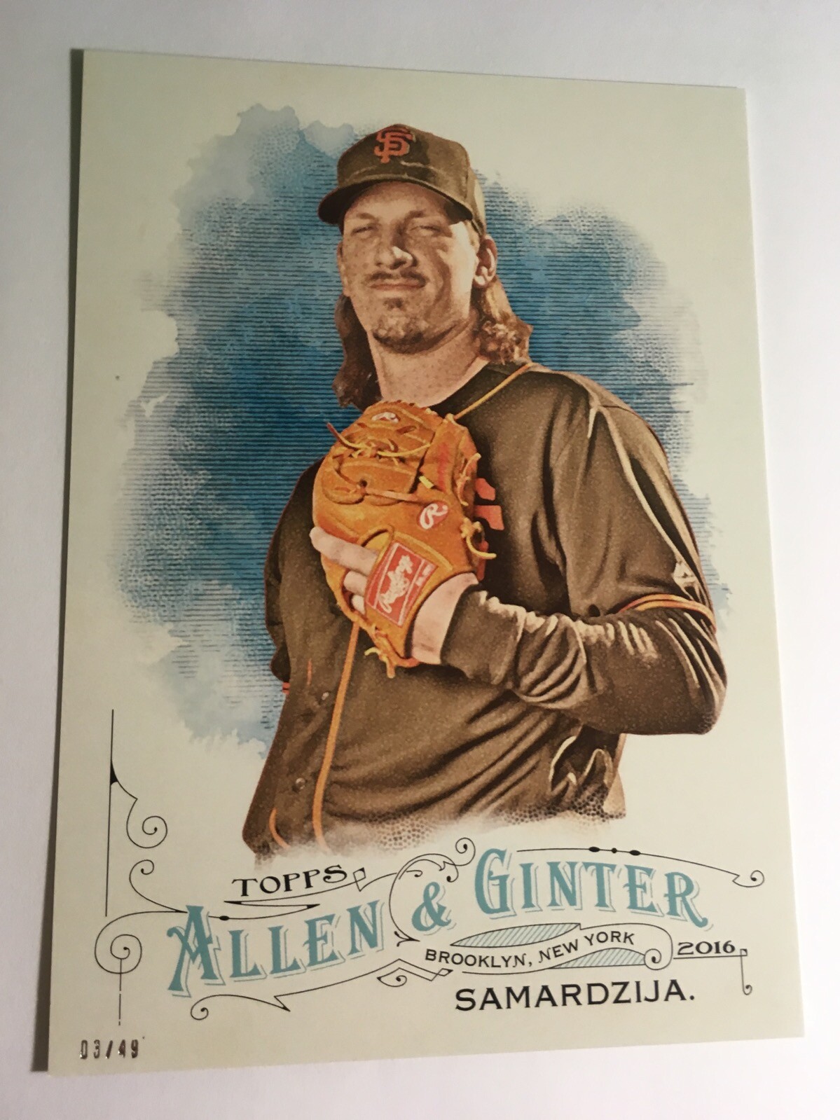 2016 Topps Allen & Ginter Jumbo 5×7 Jeff Samardzija Giants 167 #’d 07/49