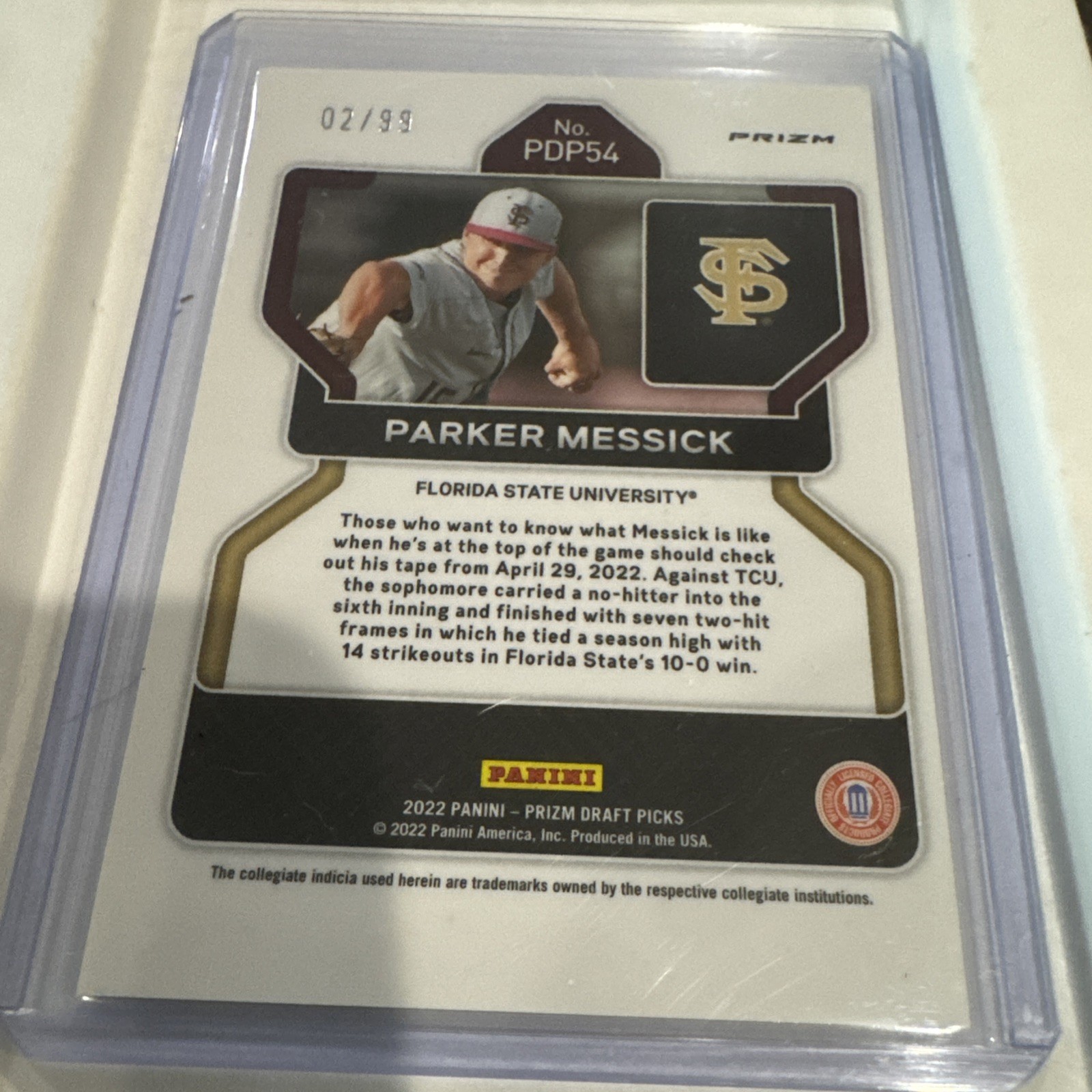 2022 Panini Prizm Draft Picks Tiger Stripes 2/99 Parker Messick #PDP54 1h6a