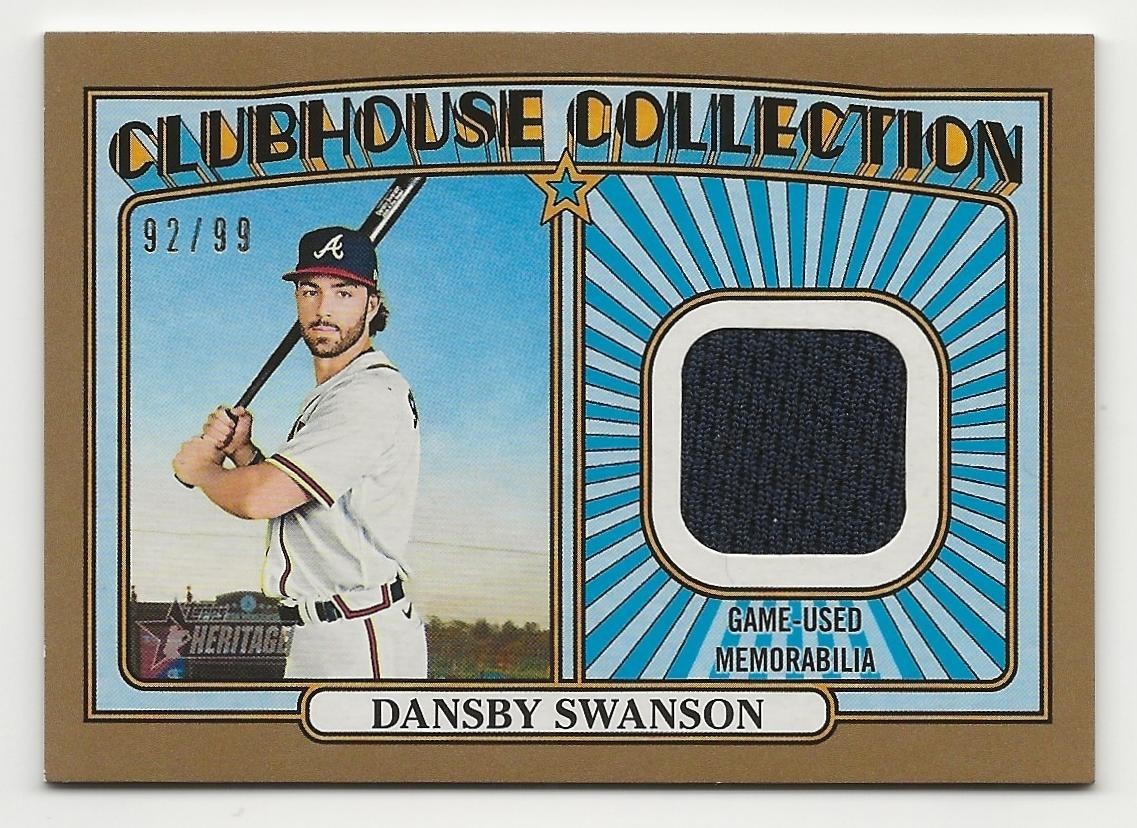 2021 Topps Heritage DANSBY SWANSON Clubhouse Collection Relic GOLD 92/99 Jersey