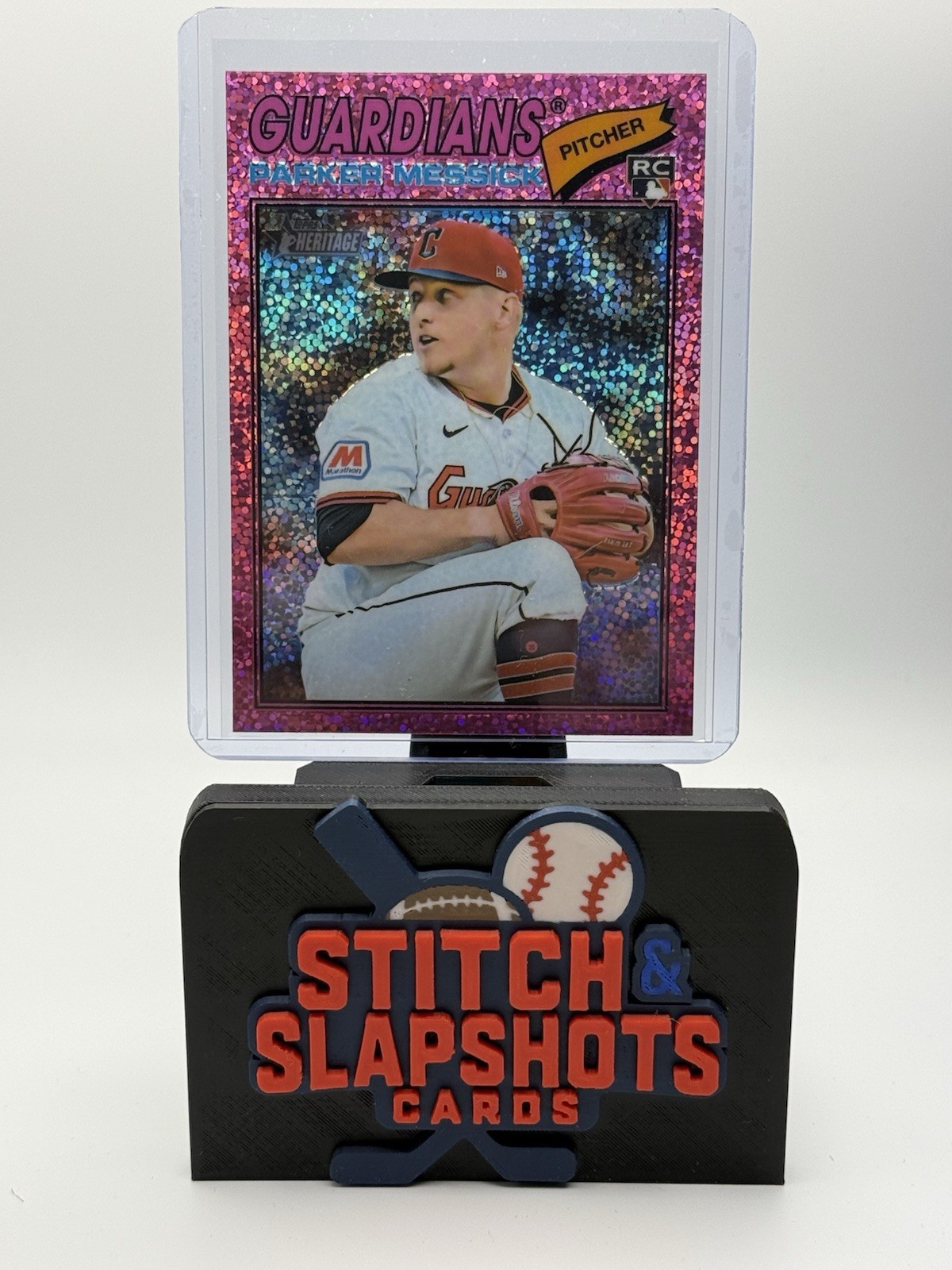 25 Topps Heritage Parker Messick RC Pink Sparkle Chrome Refractor #242 Guardians