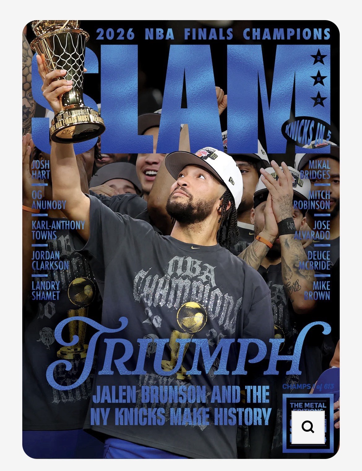 Blue METAL: SLAM 263: NEW YORK KNICKS CHAMPIONS MAGAZINE (#D/613) Brunson