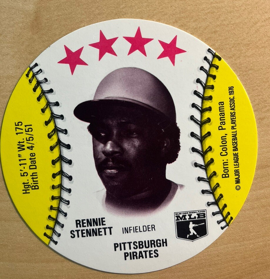 Rennie Stennett 1976 MSA Dairy Isle Baseball Disc Card, MINT