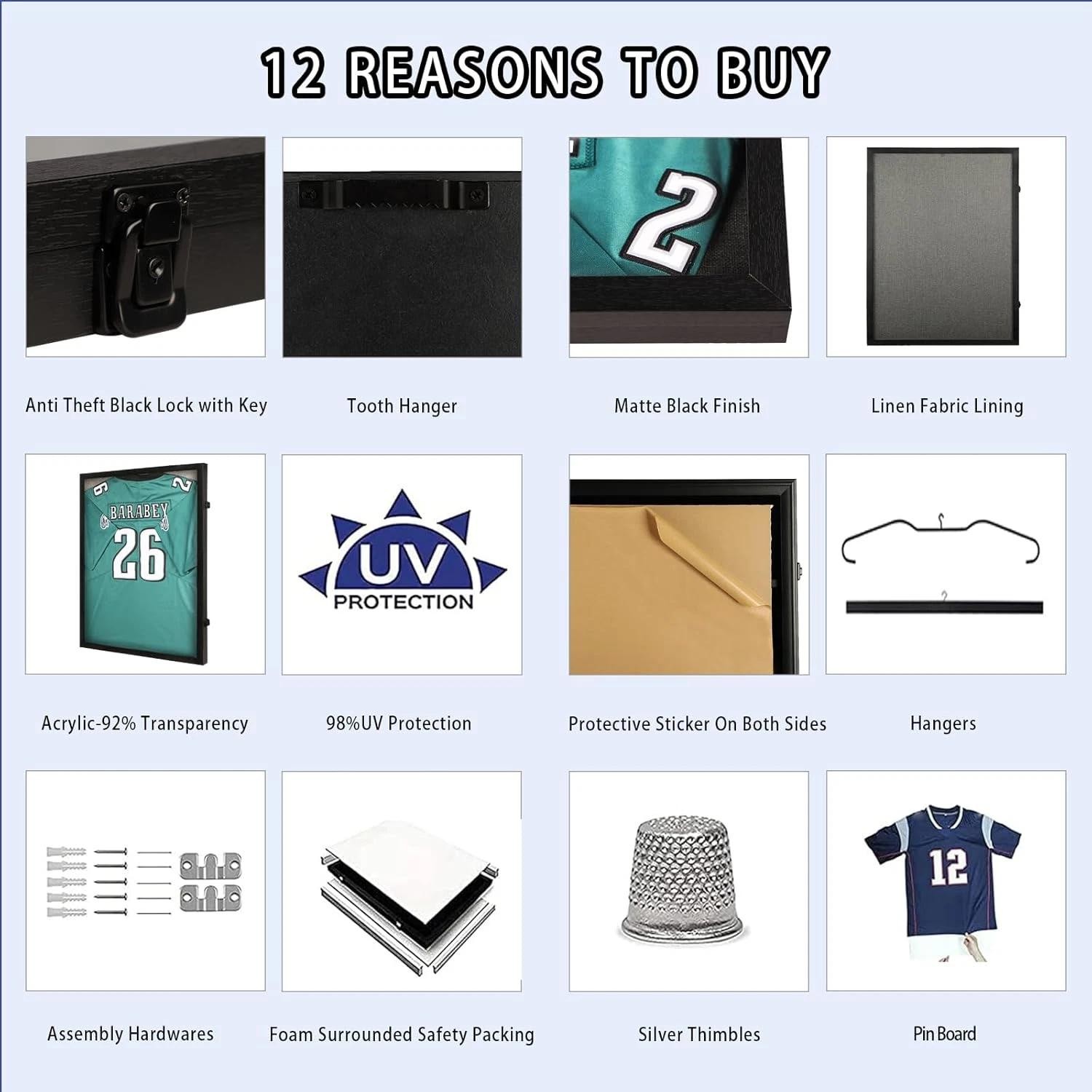 Jersey Frame Display Case – Large Sports Jersey Display Case, Lockable Jersey Sh