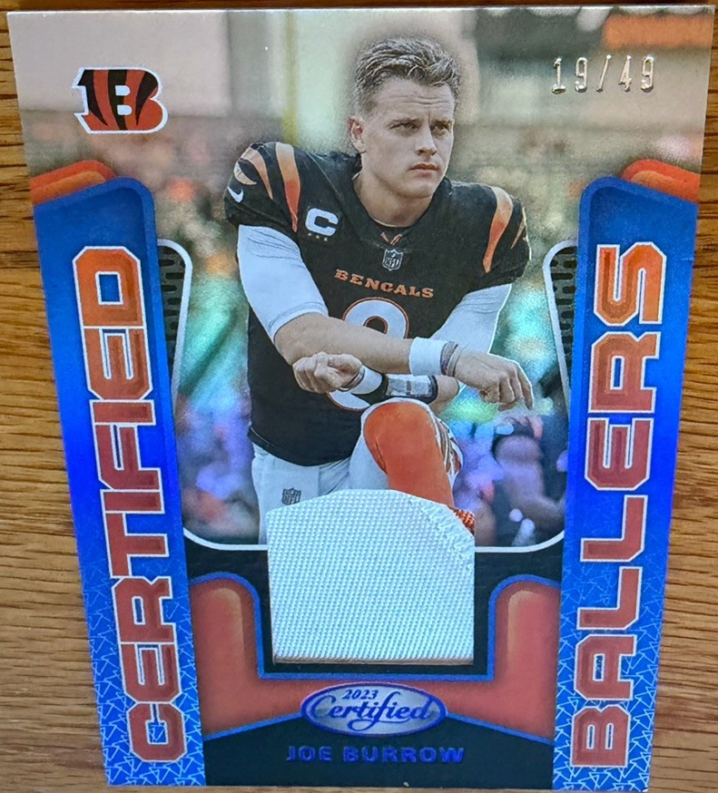 2023 Certified Ballers Mirror Blue 19/49 Joe Burrow 2 Color Jersey Patch #CBM-11