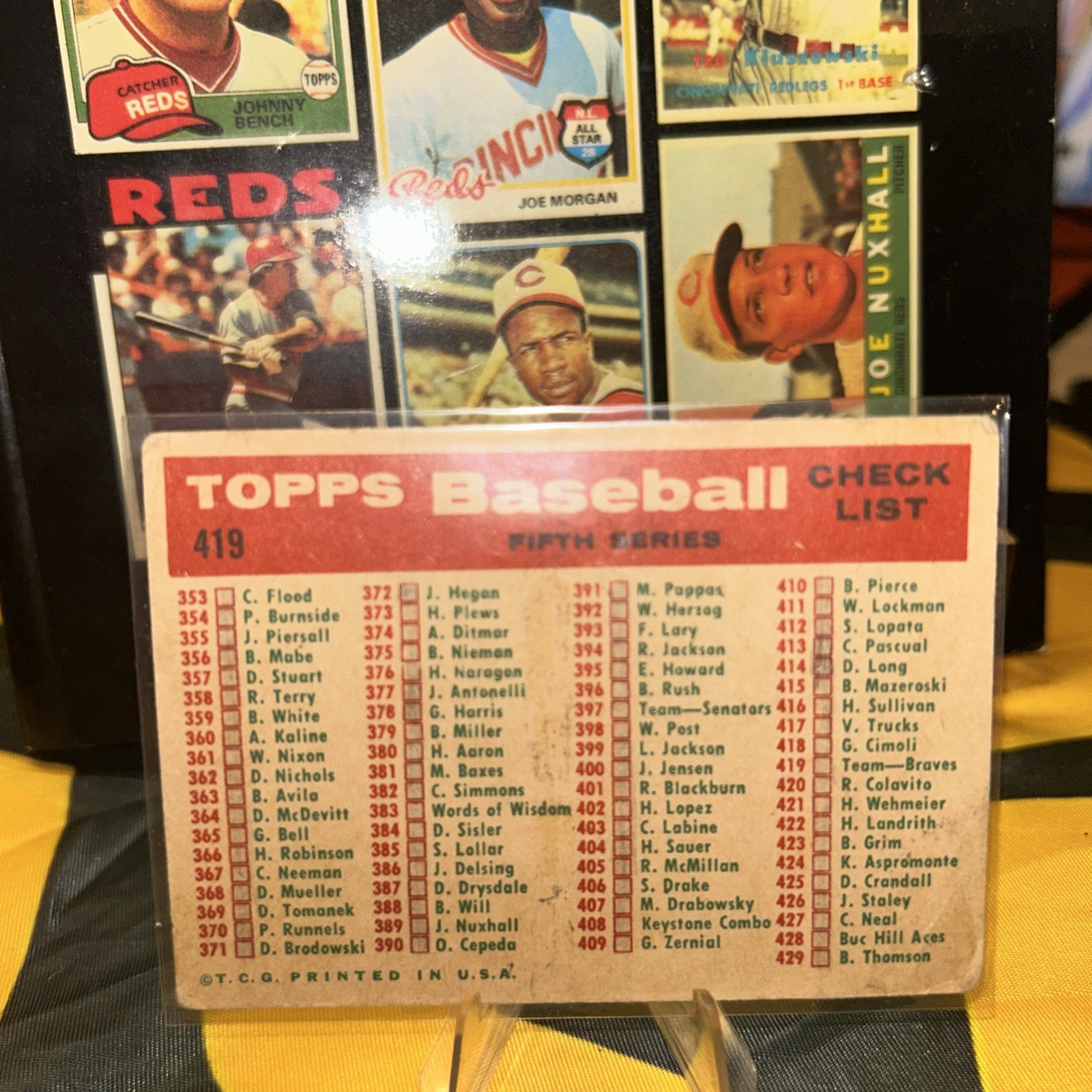 1959 Topps #419 Milwaukee Braves Team Card. VG