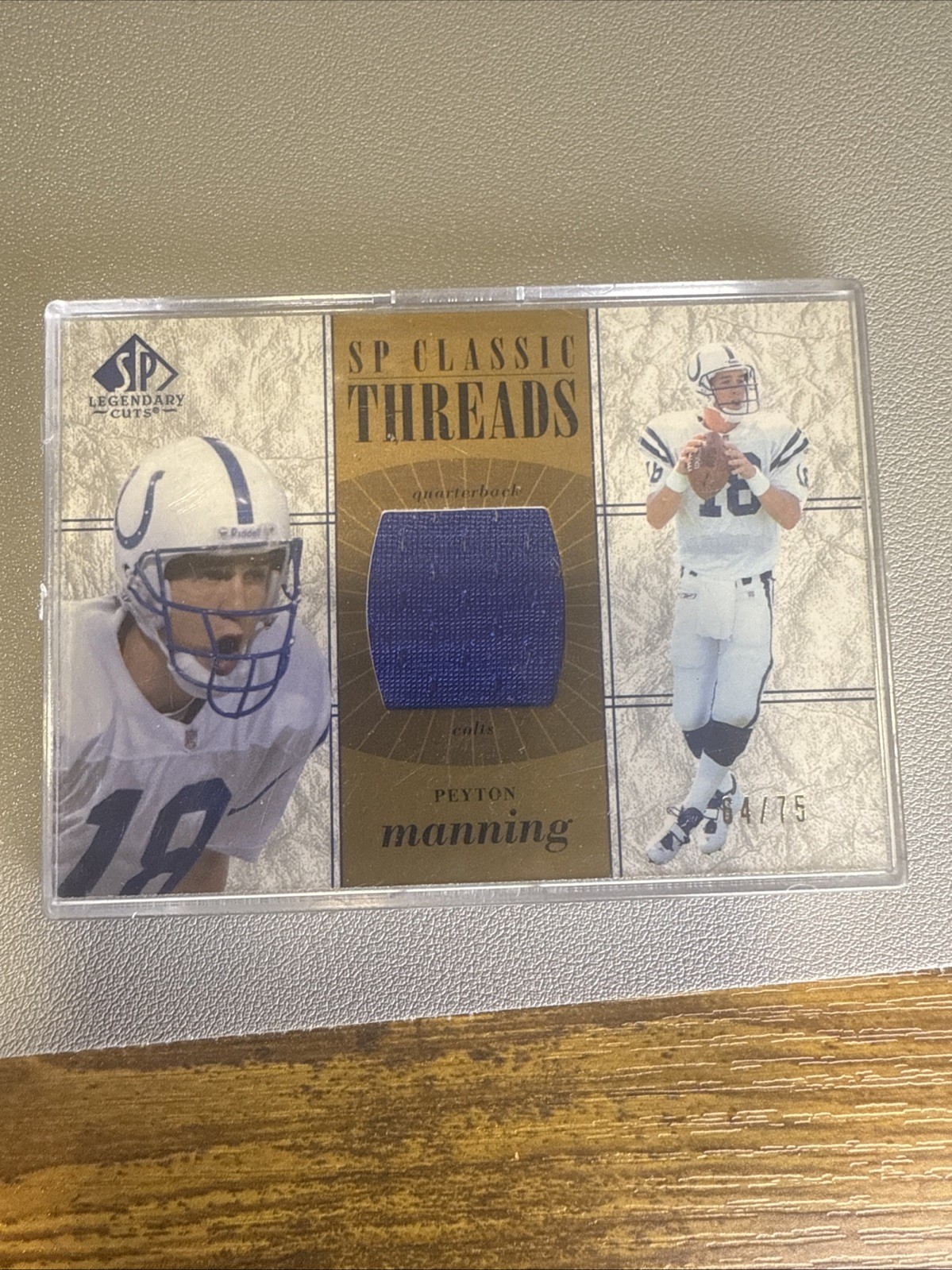 2002 UD SP Legendary Cuts Classic Threads Peyton Manning Colts Card #CC-PM 64/75