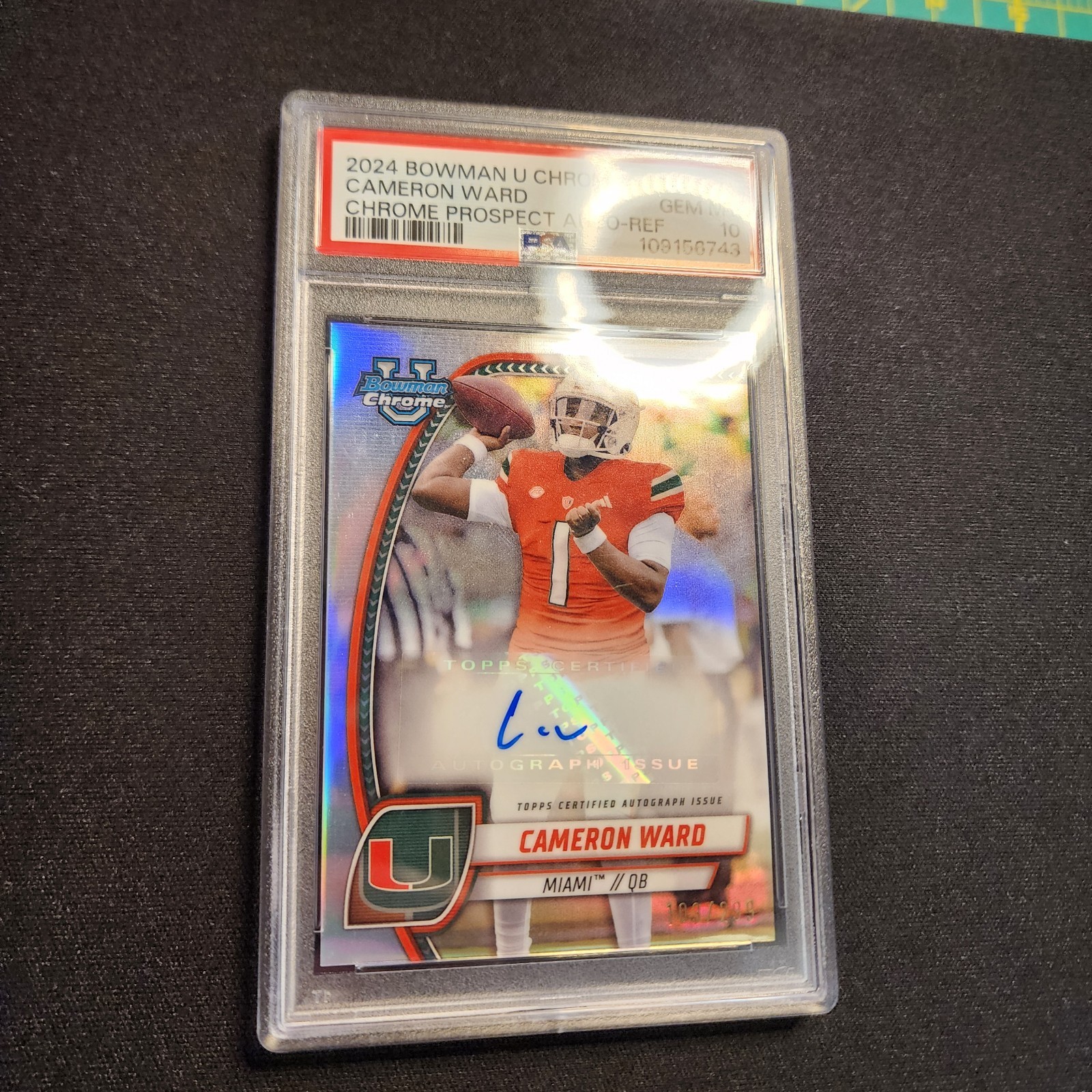 2024 Bowman Chrome U Cameron Cam Ward Prospect Auto Refractor #PACWA PSA 10