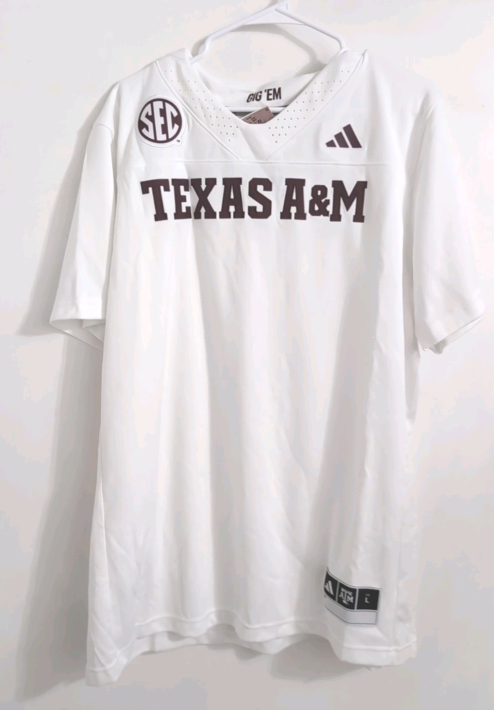 Adidas Texas A&M Aggies Football Jersey White Blank JM7960 SEC NCAA Men’s Sz L