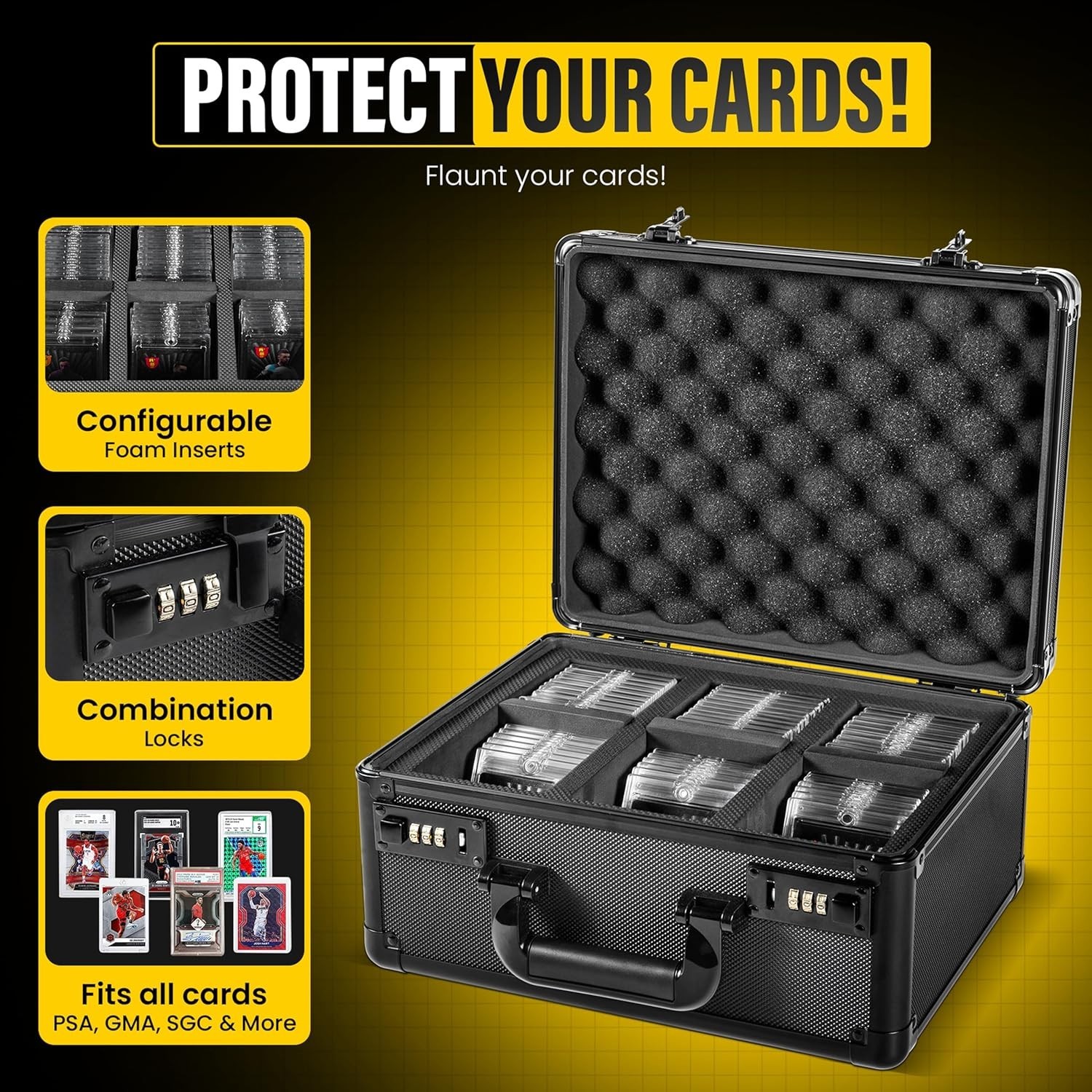 Graded Card Storage Box with Combination Lock – Waterproof Slab Carrying Case…