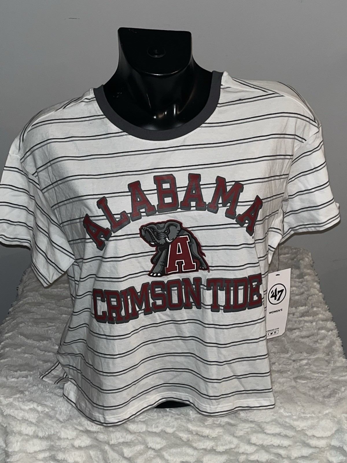 ALABAMA CRIMSON TIDE ‘47 BRAND COLLEGE WOMENS OVERSIZED CROP TOP SHIRT MED NWT