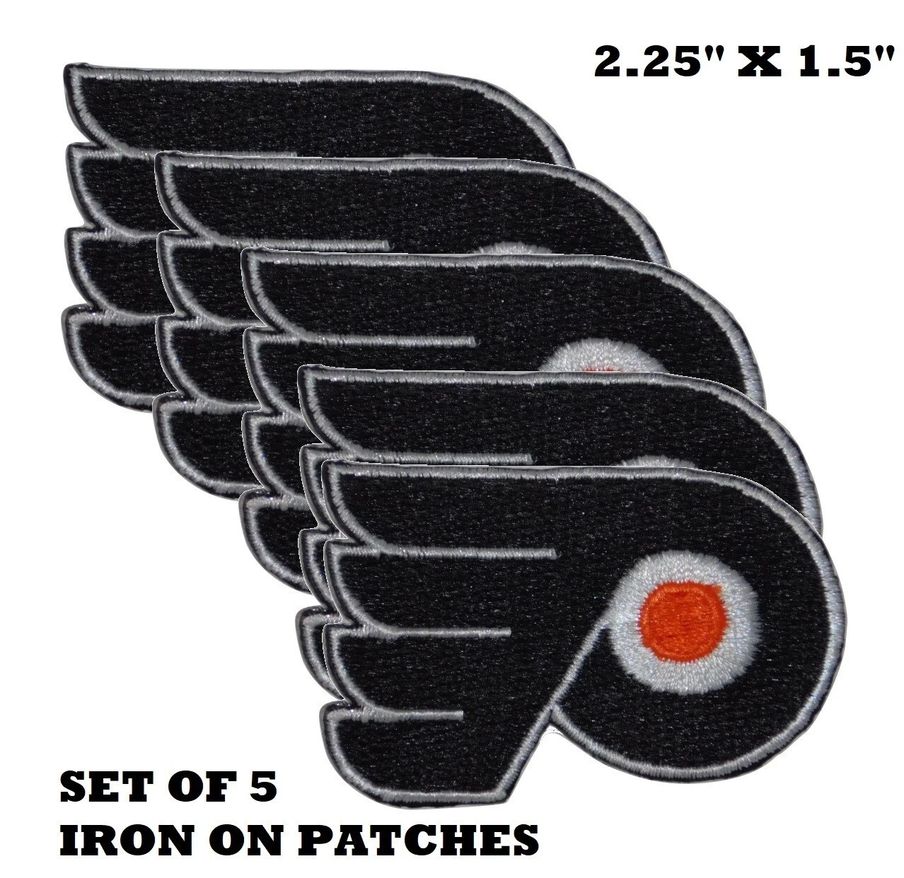 LOT of 5 Philadelphia Flyers Embroidered Iron On Patches HOCKEY Logo 2.25 inch