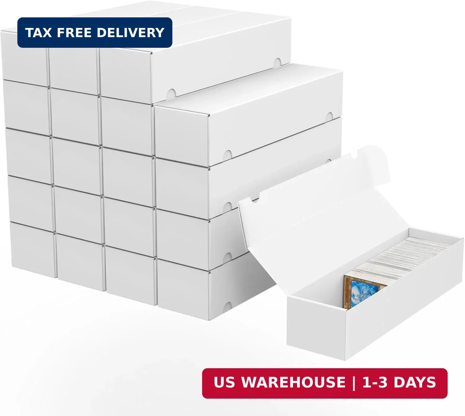 Trading Card Storage Box, 20-Pack 1100 Count White Corrugated Cardboard Bulk Spo