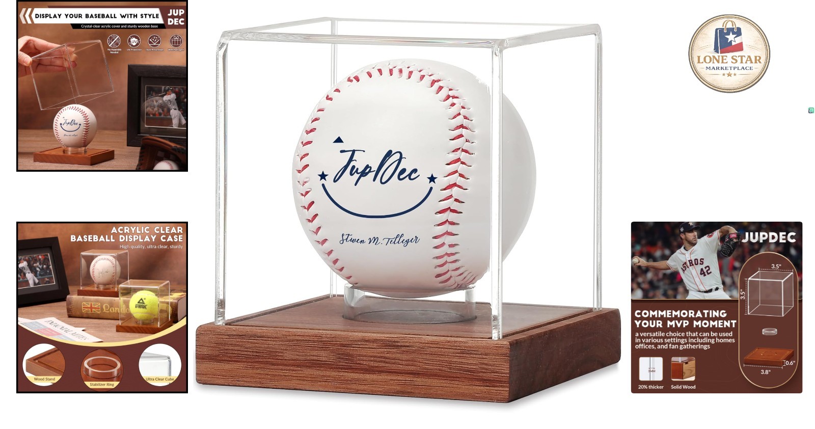 Baseball Display Case: Acrylic Cube & Elegant Wooden Base – Perfect Gift Idea