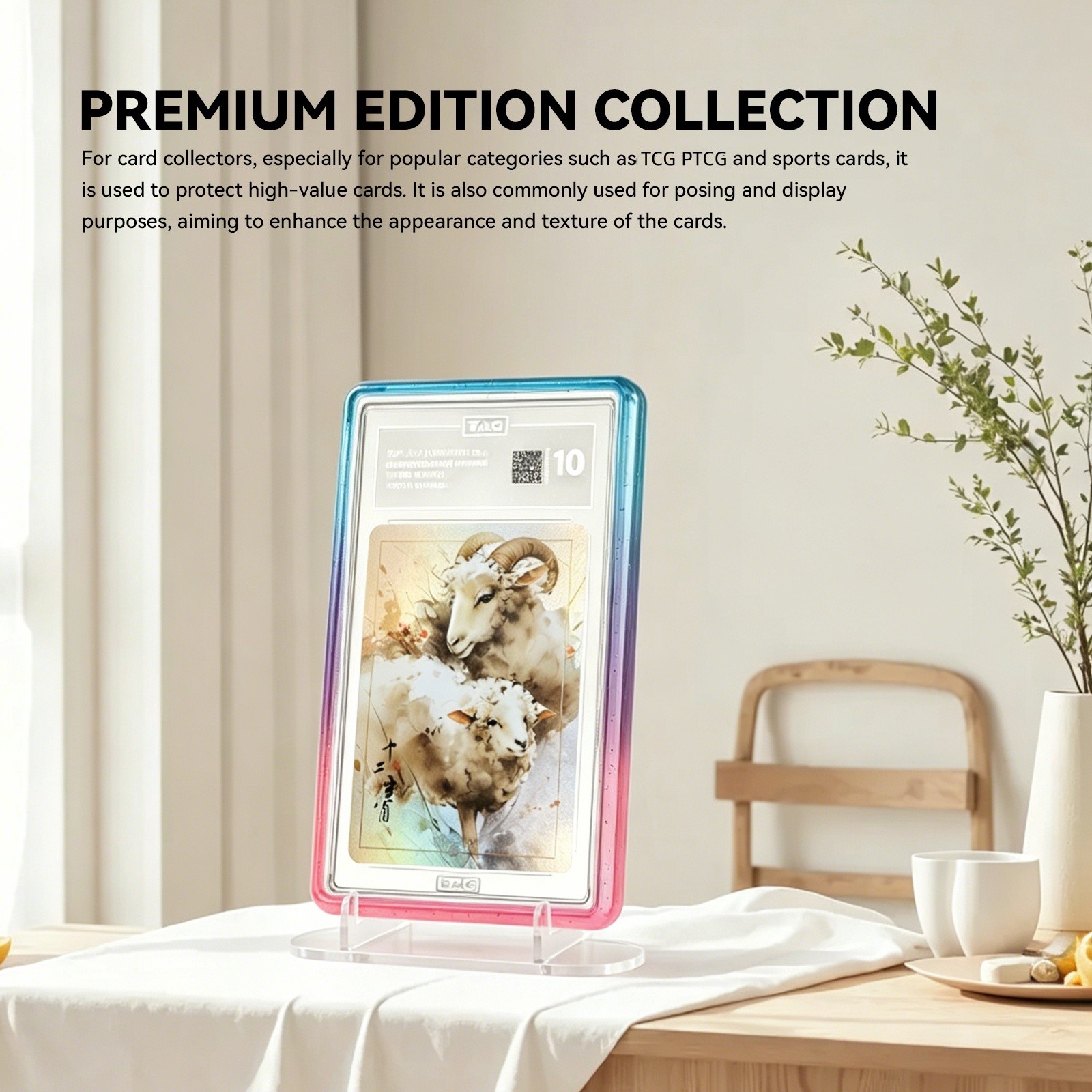 For TAG Gradient Glitter Bumper Guard With PC Panel Graded Card Slab Protector
