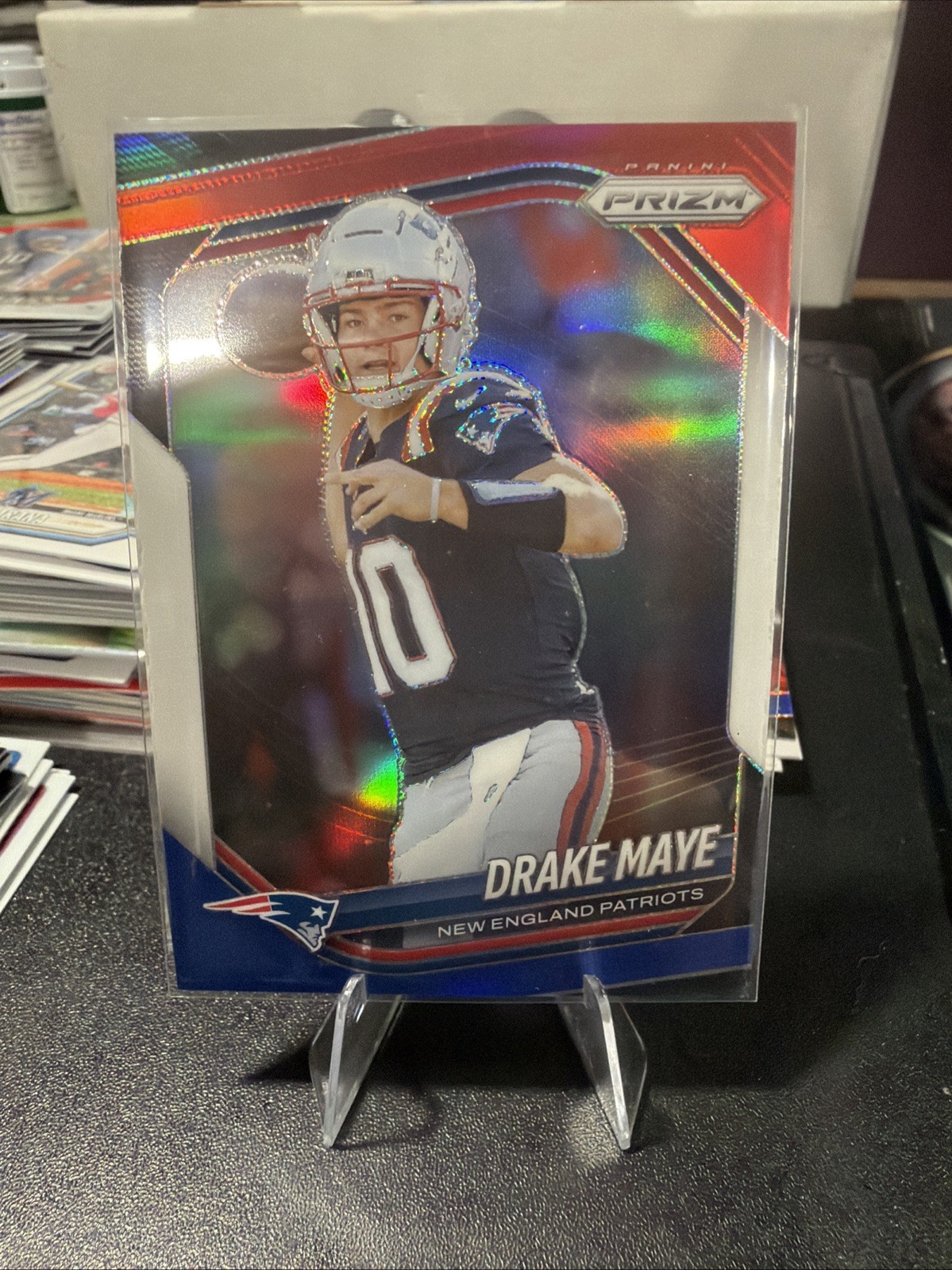 2025 Panini Prizm – Drake Maye #165 Red White & Blue Prizm