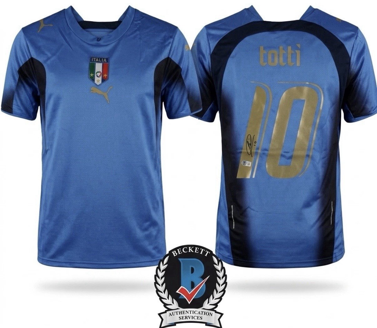 Francesco Totti Italy Signed Jersey Beckett Authenticated Puma Jersey Roma
