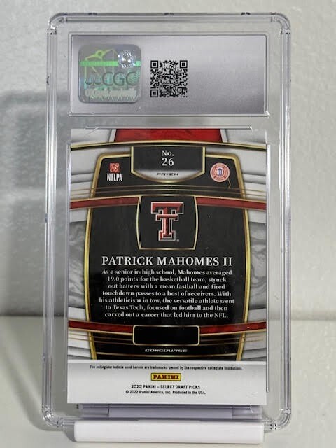 2022 Panini Select Draft Picks Patrick Mahomes CGC Graded GemMint 9 +Bonus Cards