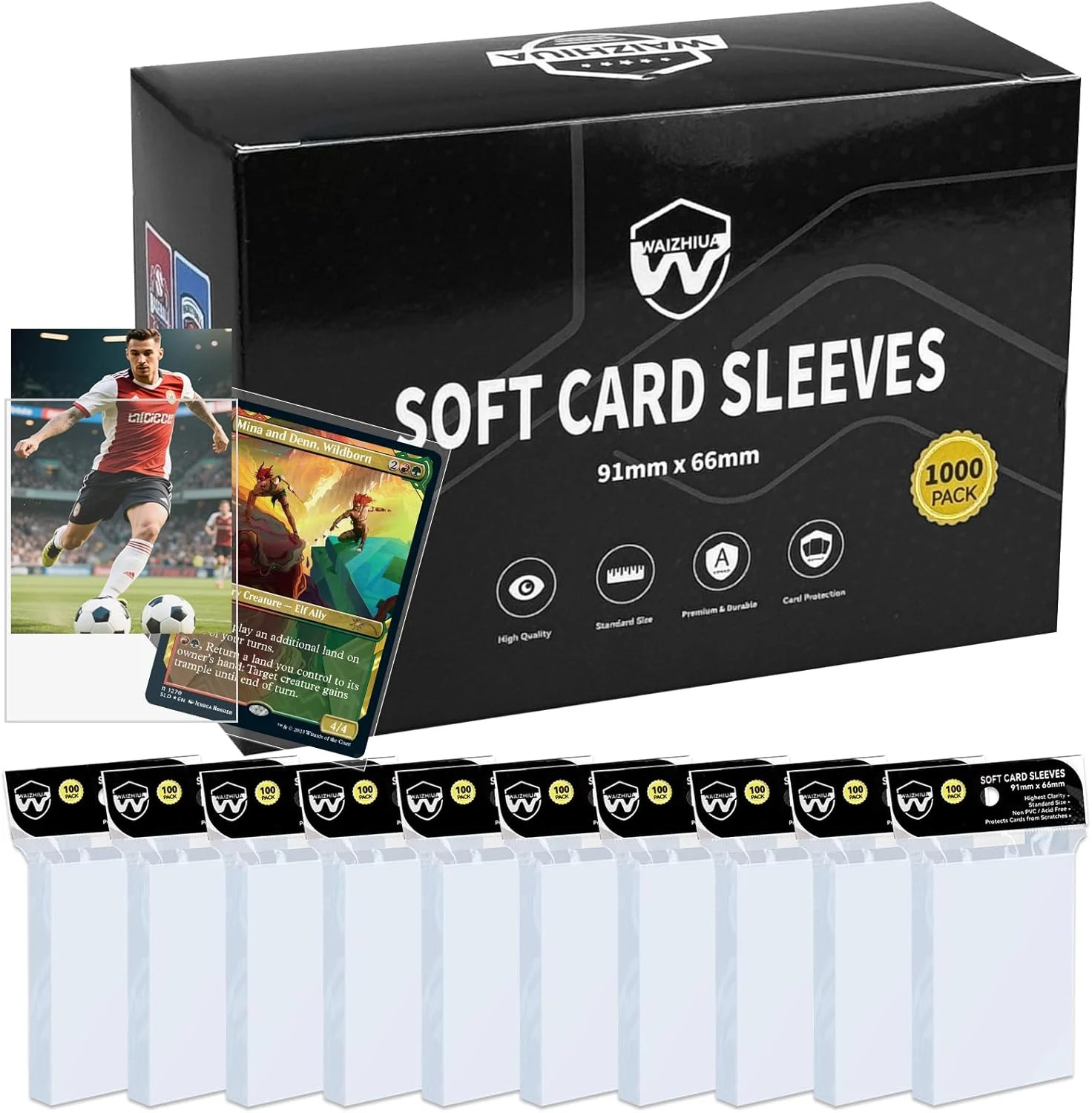 1000 Counts Card Sleeves Clear Soft Penny Sleeves Polypropylene (PP) Card Protec