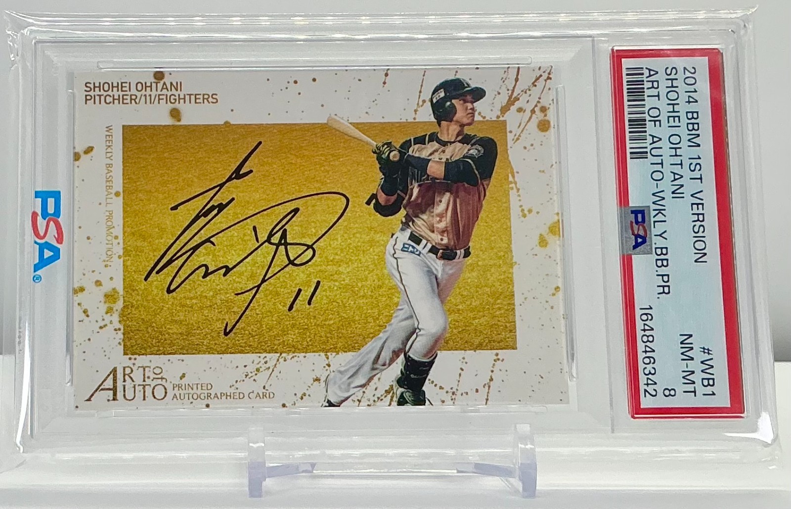 SHOHEI OHTANI 2014BBM 1ST VERSION ART OF AUTO-WKLY.BB.PR.#WB1 PSA8!POP30!(RC)