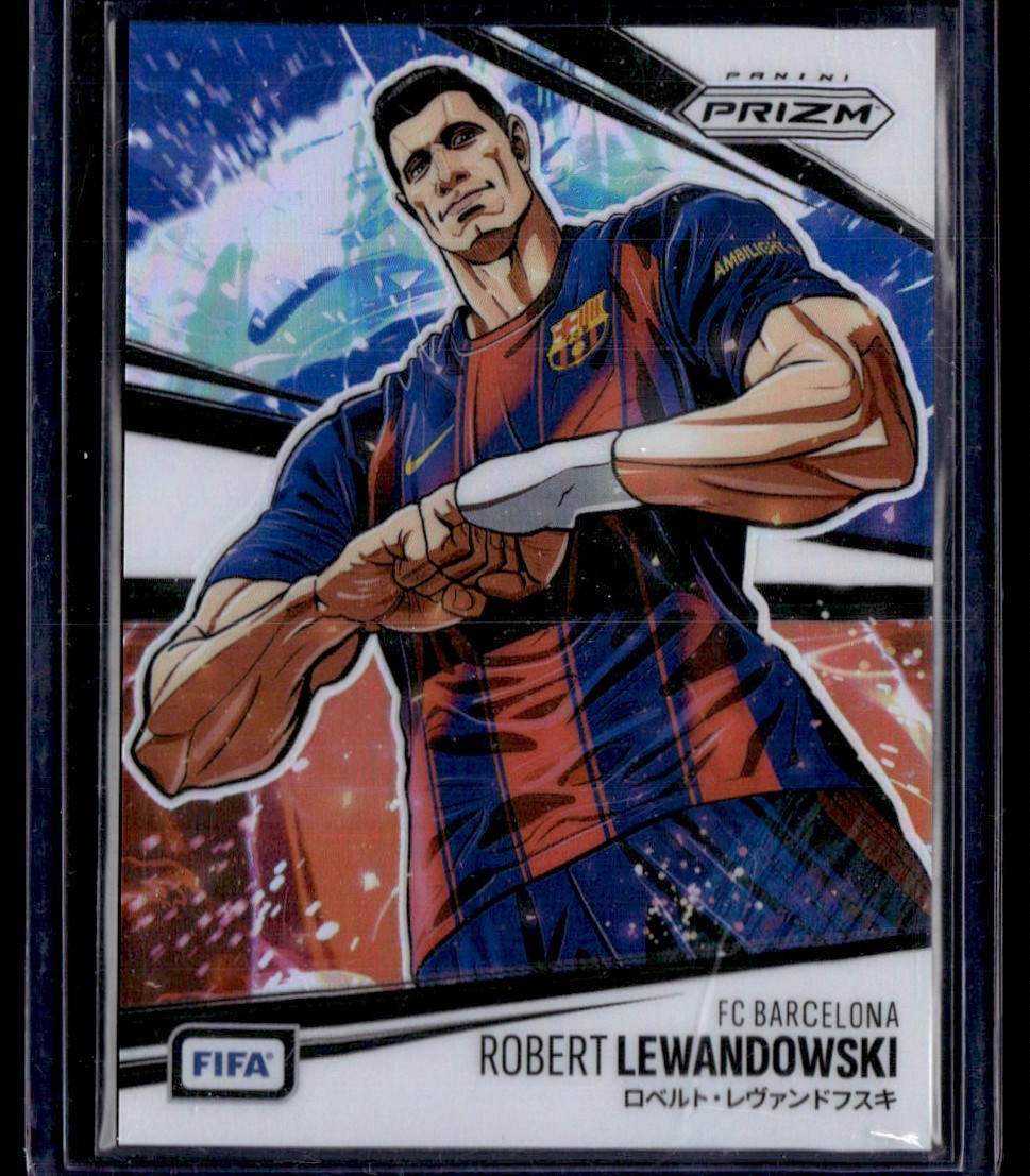 ROBERT LEWANDOWSKI 2024 PANINI PRIZM FIFA SOCCER MANGA SSP CASE HIT FC BARCELONA