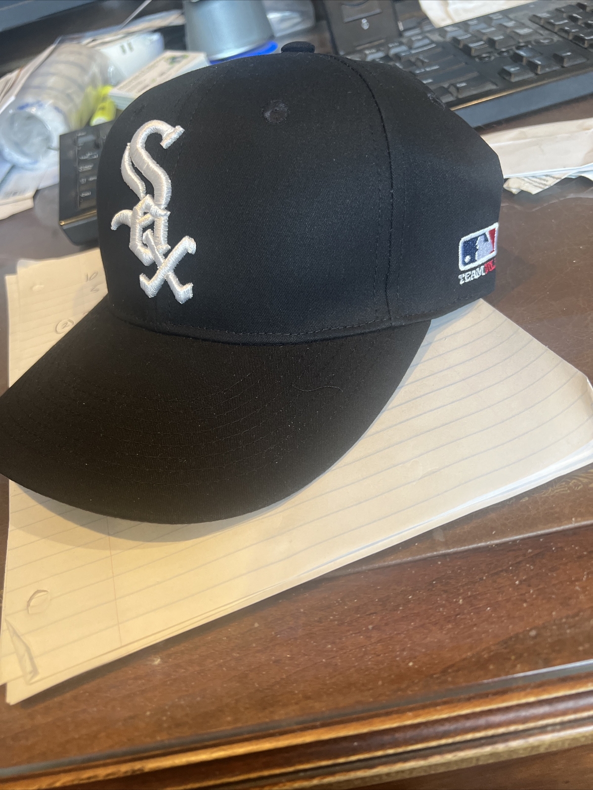 OC Sports OSFM MLB Hat Adjustable Hook & Loop Back Chicago White Sox Black NEW