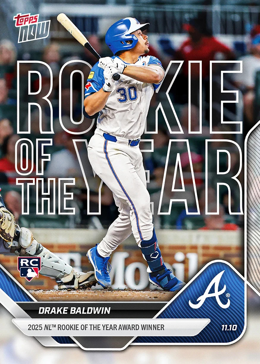 2025 Topps Now Offseason OS-1 Drake Baldwin Atlanta Braves RC Rookie of the Year