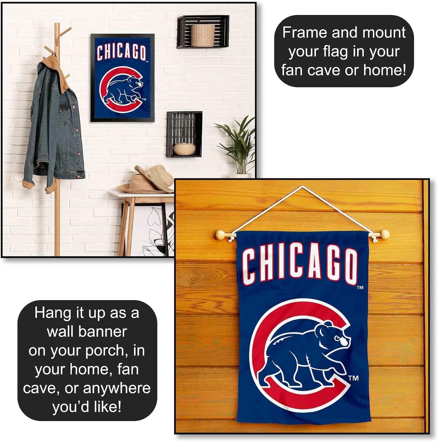 18×12.5 Chicago Cubs Double-Sided Garden Flag – Ideal for Home & Garden Decor