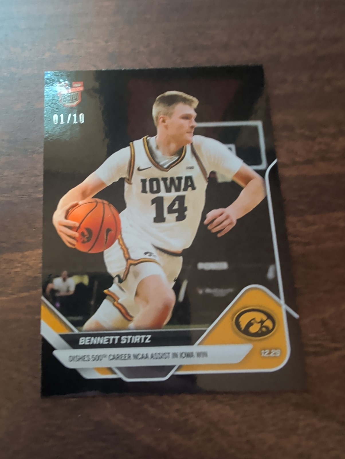 Bennett Stirtz /10 500th Assist Iowa 2025-26 Bowman U NOW Basketball #40 Black