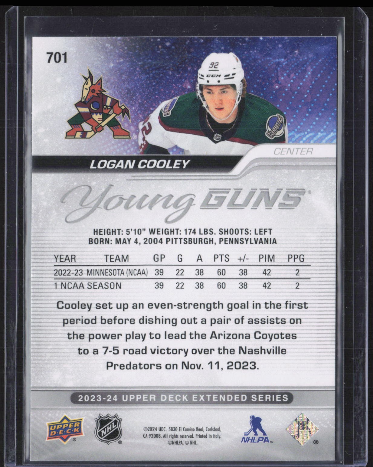 2023-24 Upper Deck #701 Logan Cooley