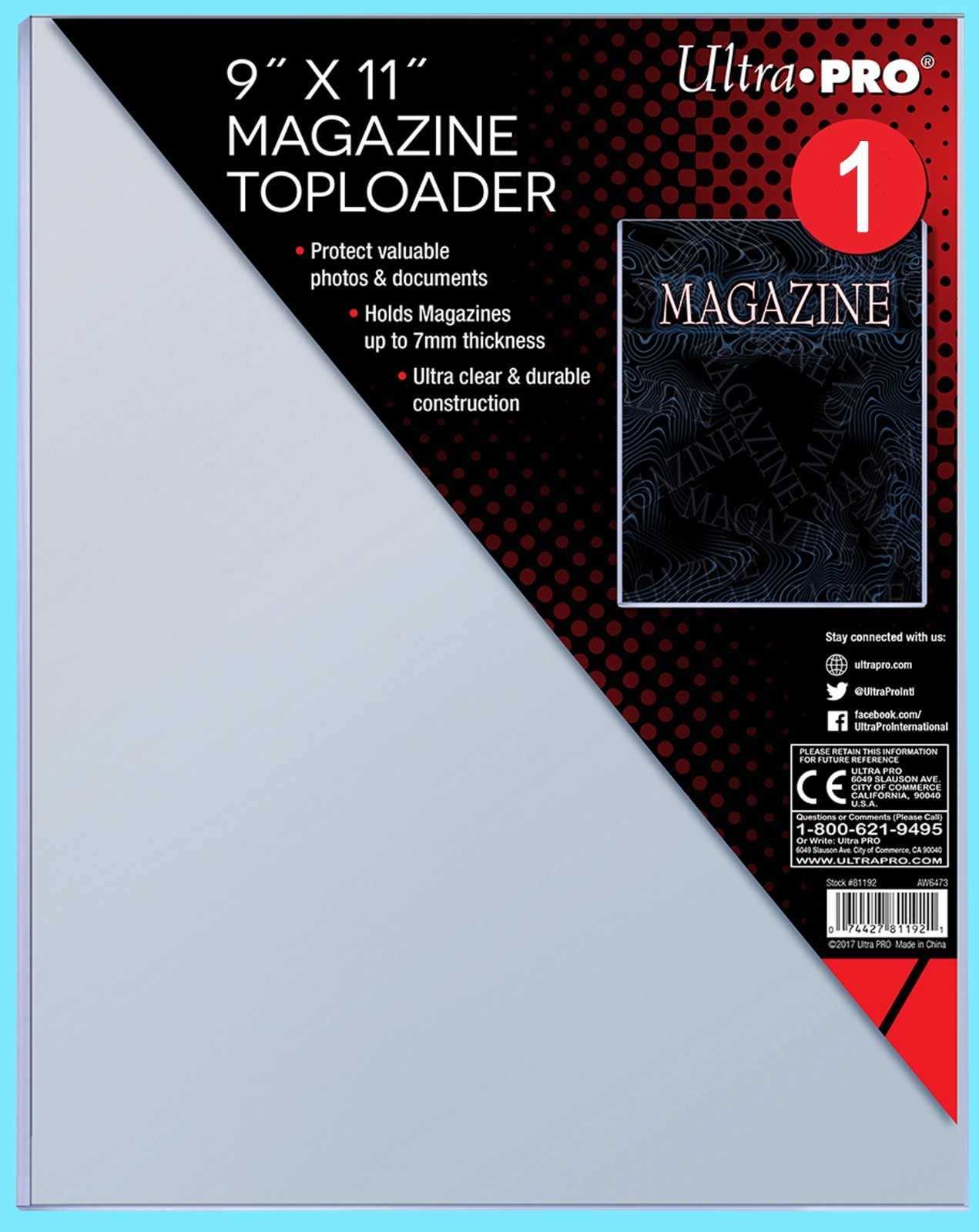 1 Ultra Pro 9×11 Thick Magazine Toploader Holder Storage New Protector Document