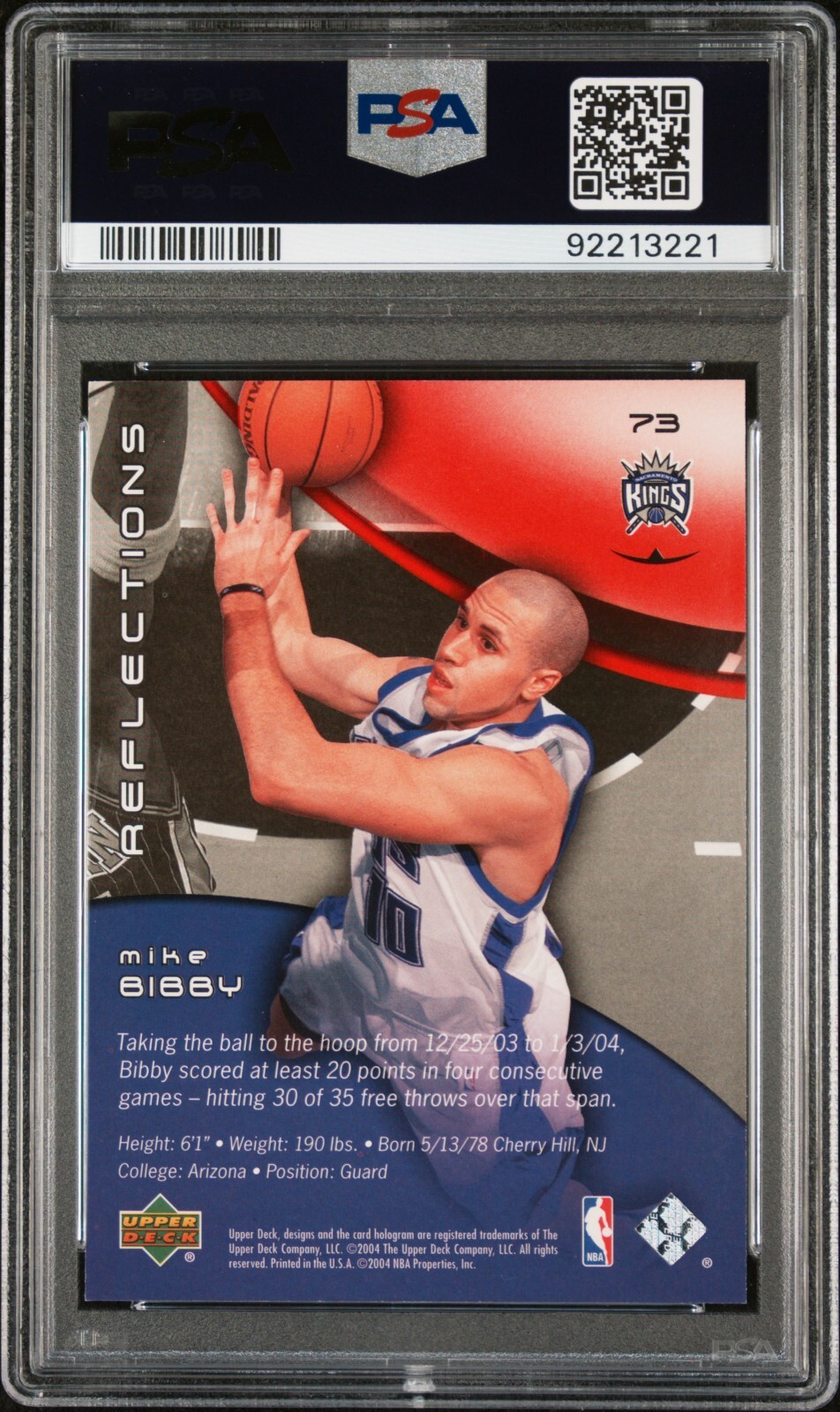 2003 Upper Deck Triple Dimensions MIKE BIBBY PSA 9 MINT Reflections Ruby /500