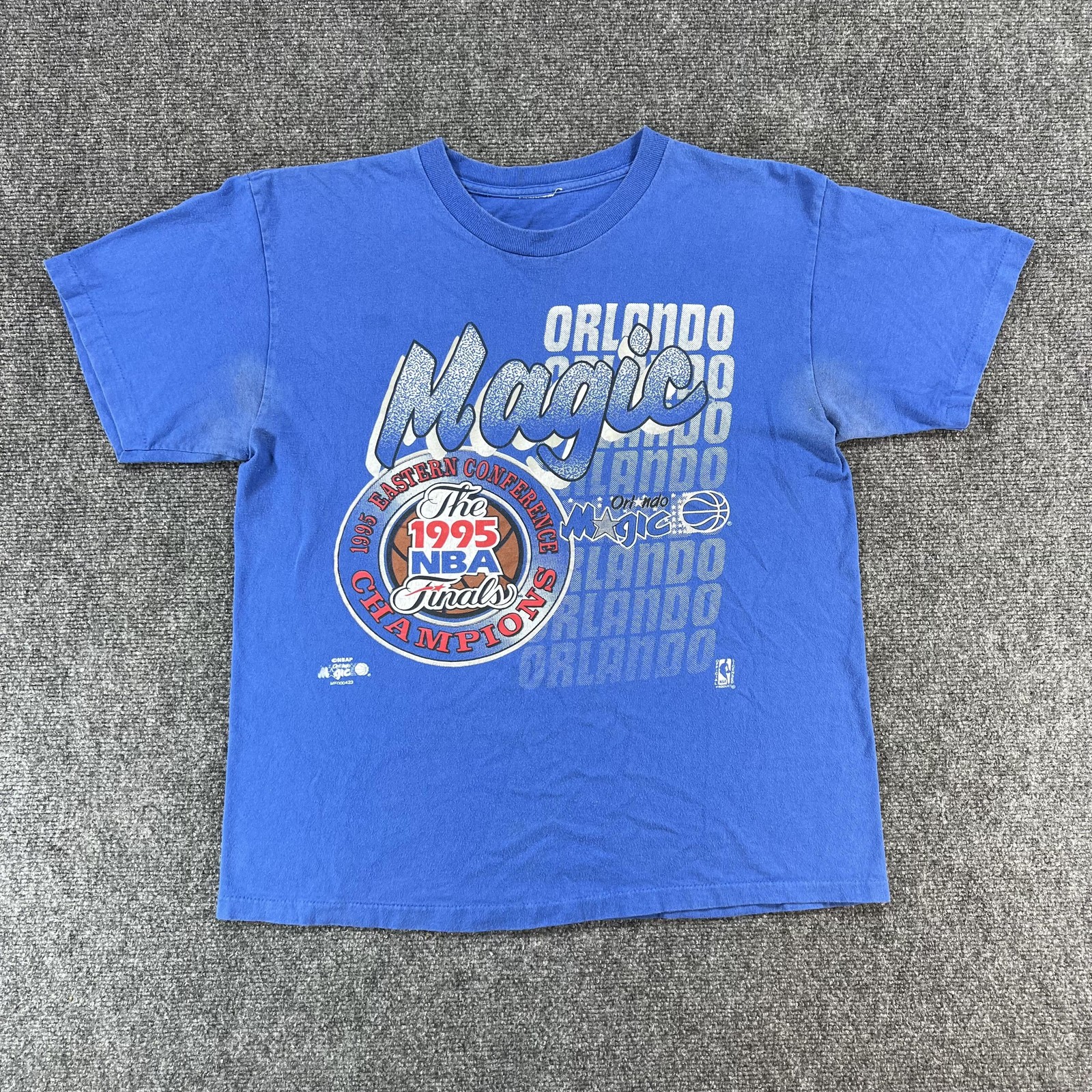 Vintage Orlando Magic Shirt Mens Small Blue NBA Basketball 1995 East Champs 90s